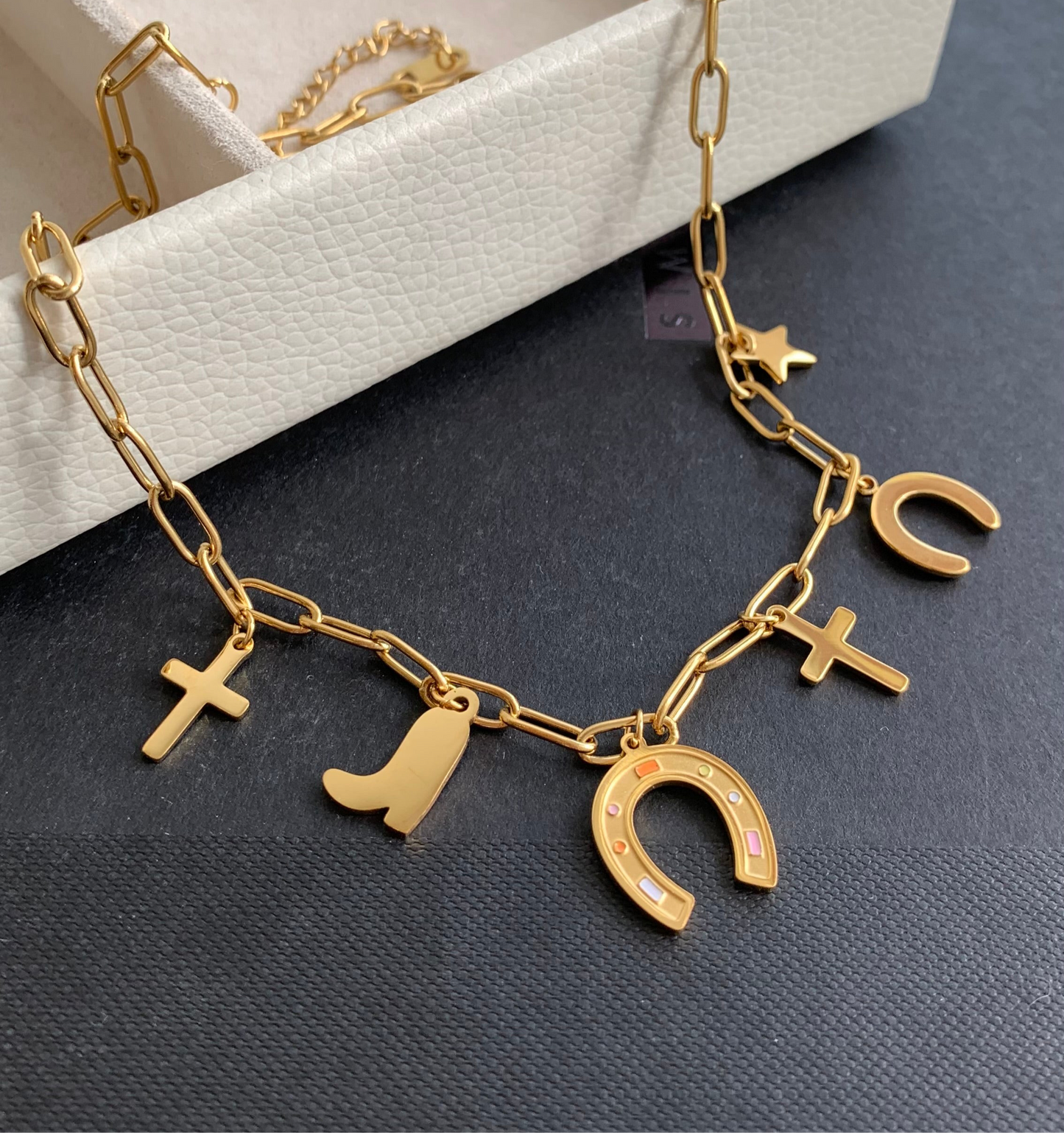 Western charms golden necklace