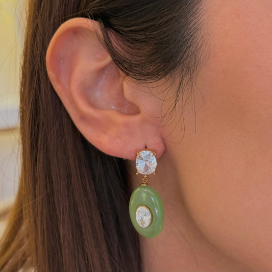 Green Stone Zirc Earrings