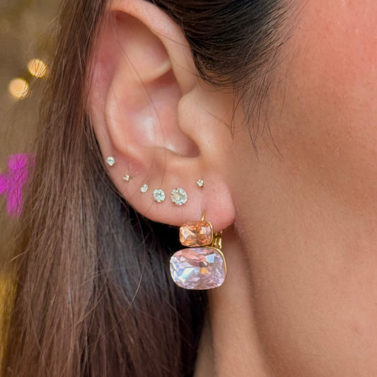 Pink Double Tier Drop Earrings