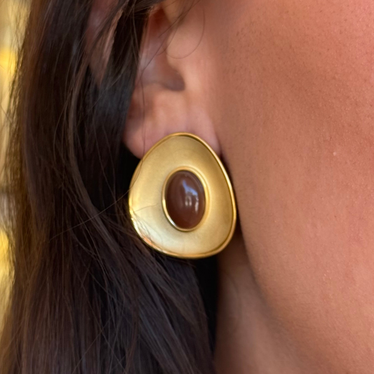 Oval Brown Earrings