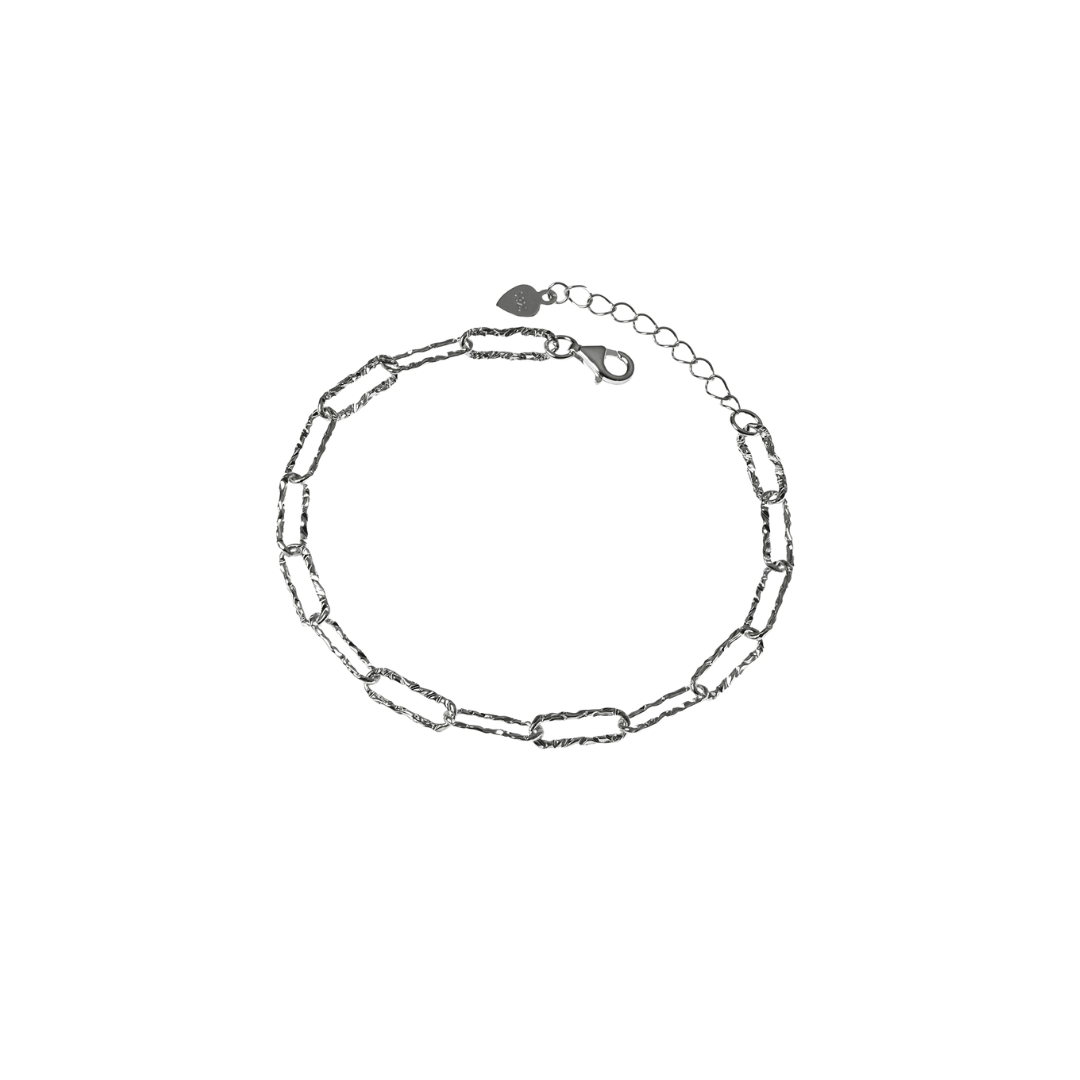 Silver Diamond-Set Figaro Bracelet