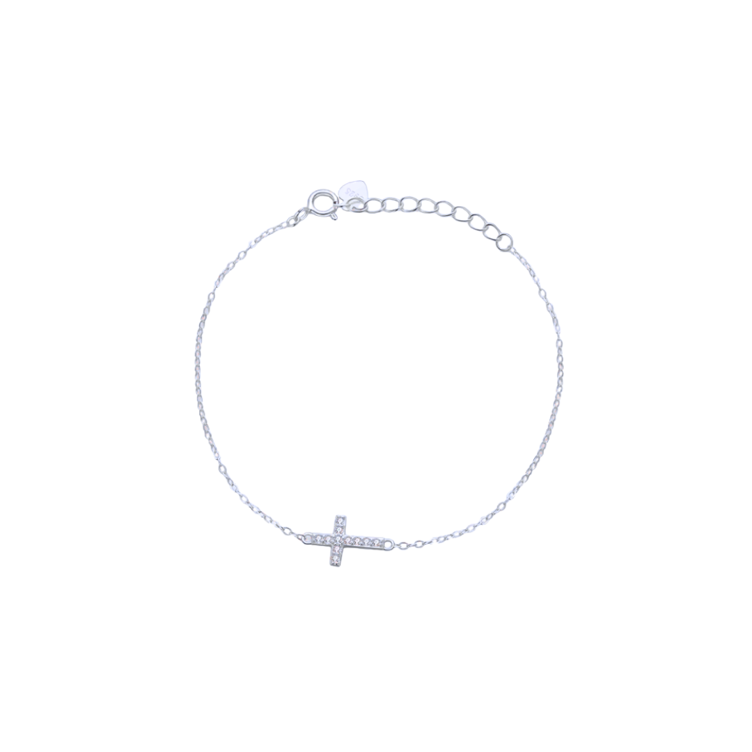 SPARKLING CROSS SILVER BRACELET