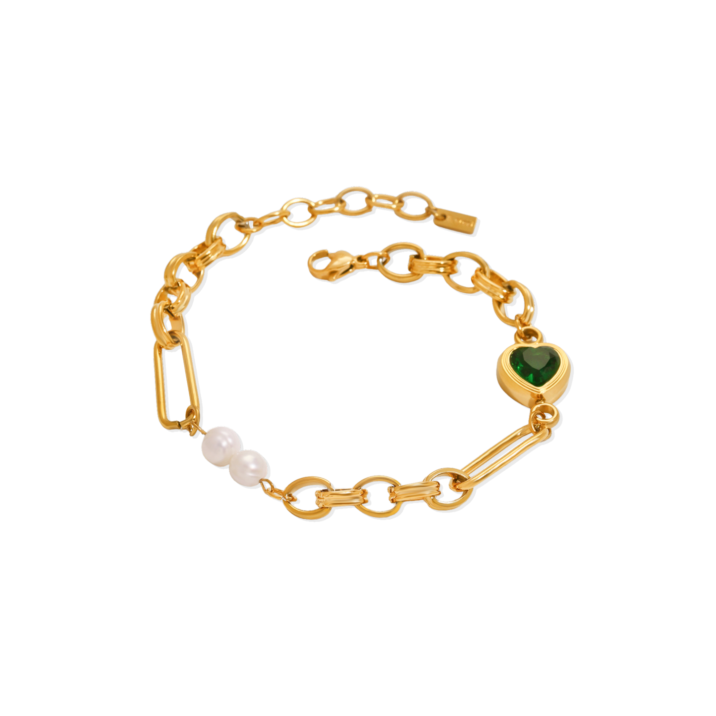 Golden Pearl Heart Bracelet