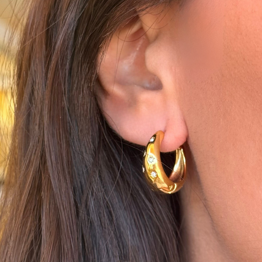 Star Spark Golden Hoops