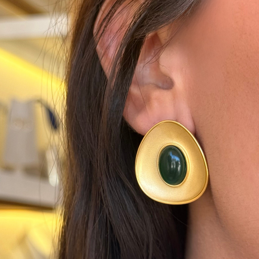 Oval Green Earrings