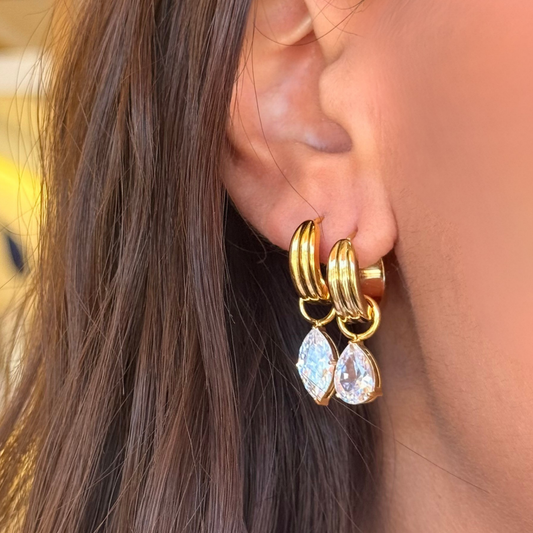 Marquise Irregular Golden Hoops