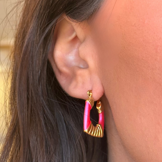 Pink Golden Earrings