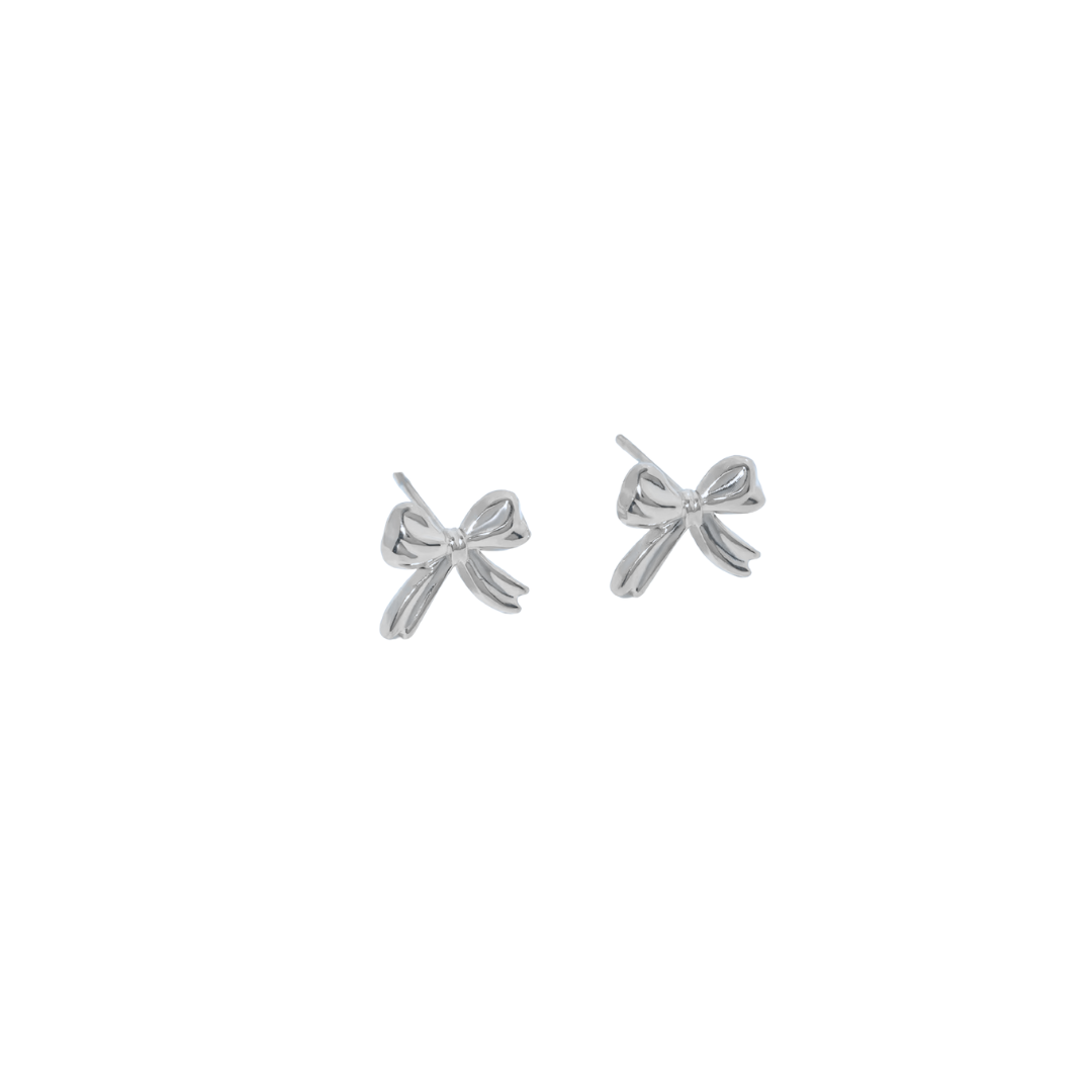 Silver bow earrings