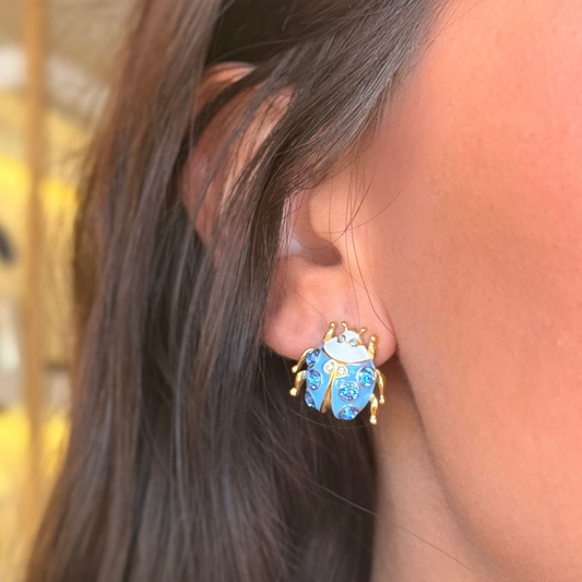 Ladybug Blue Earrings
