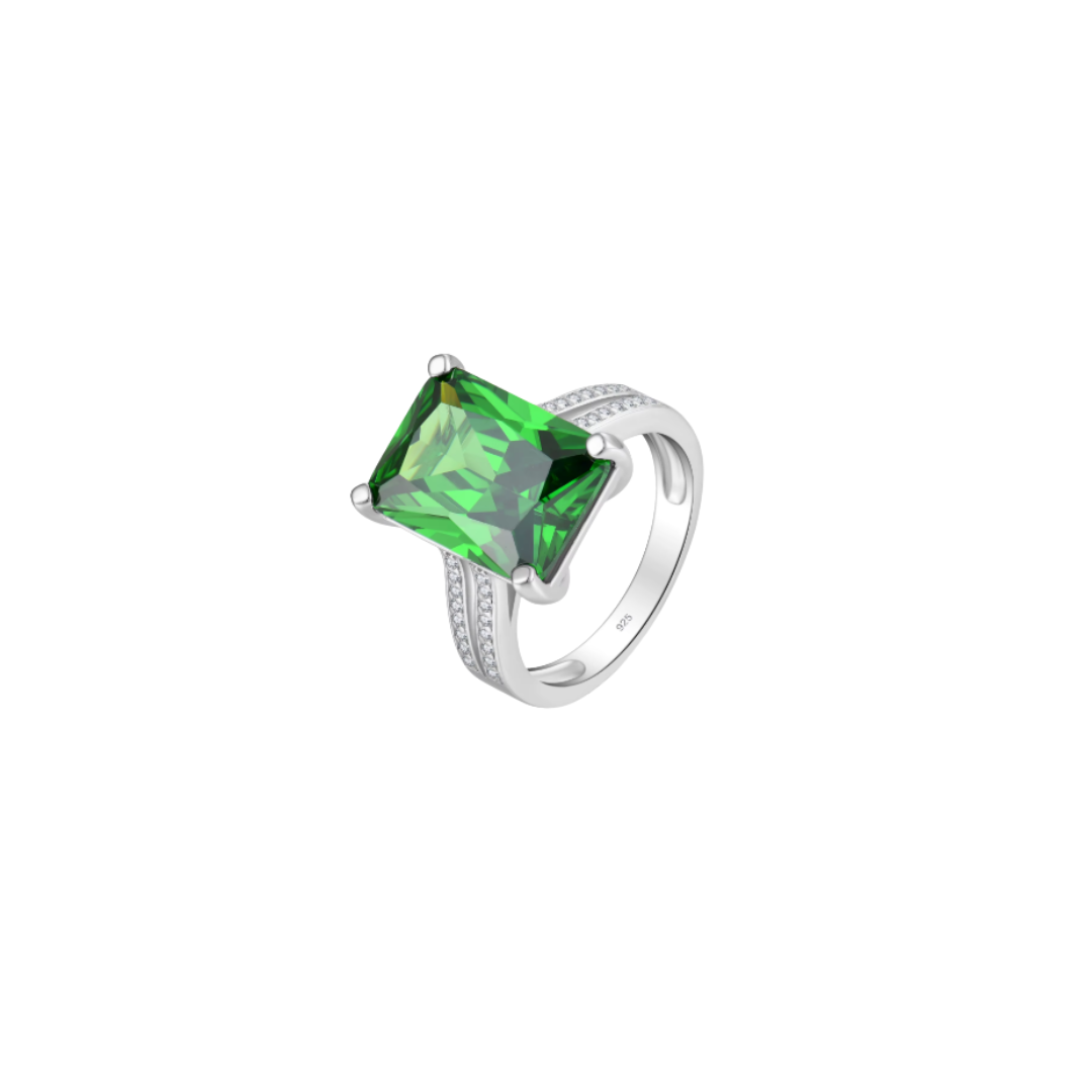 Ana green silver ring