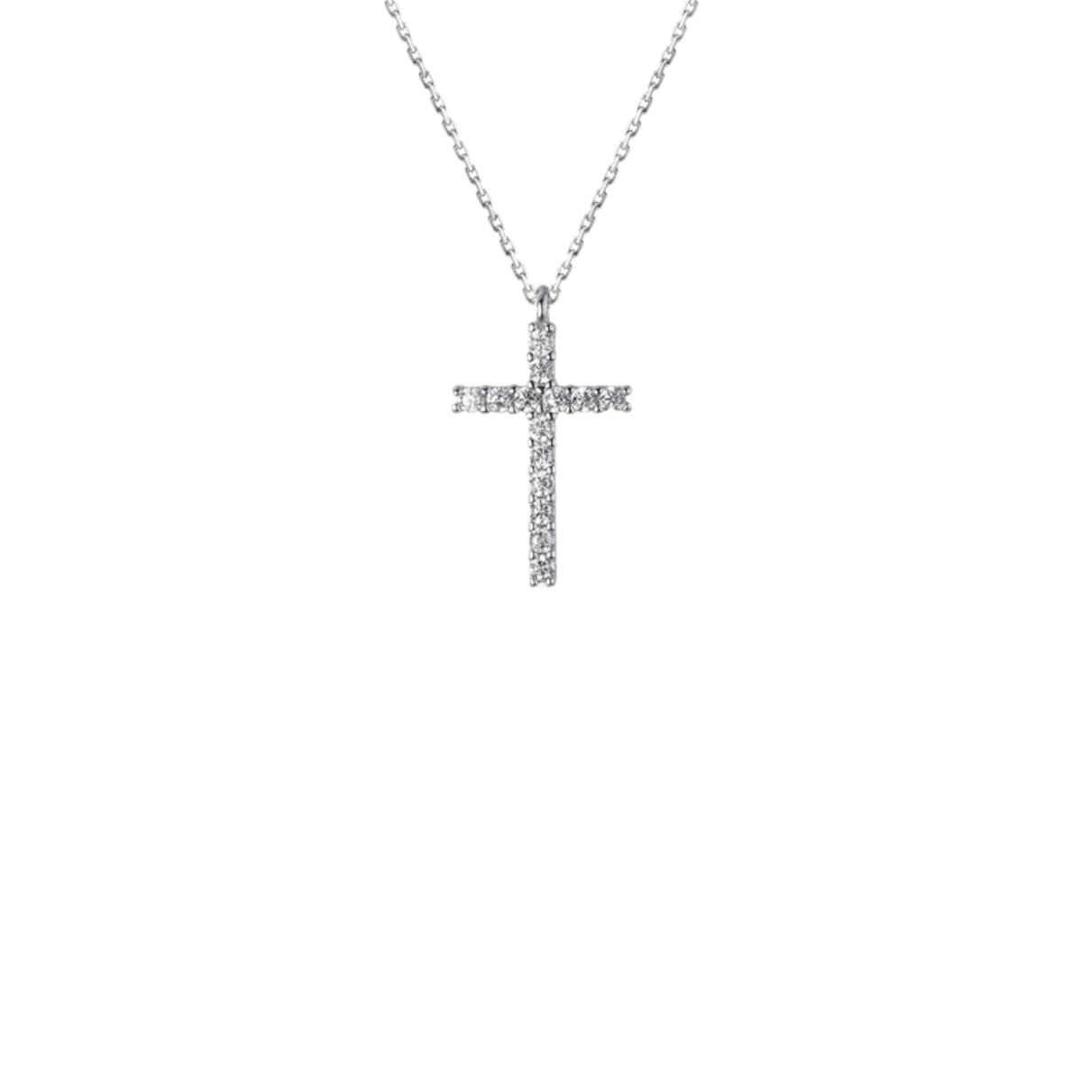 Silver Necklace Cross Stella