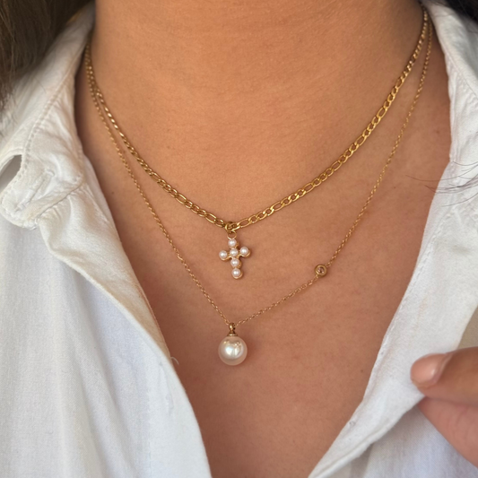 Cross And Pearl Necklace