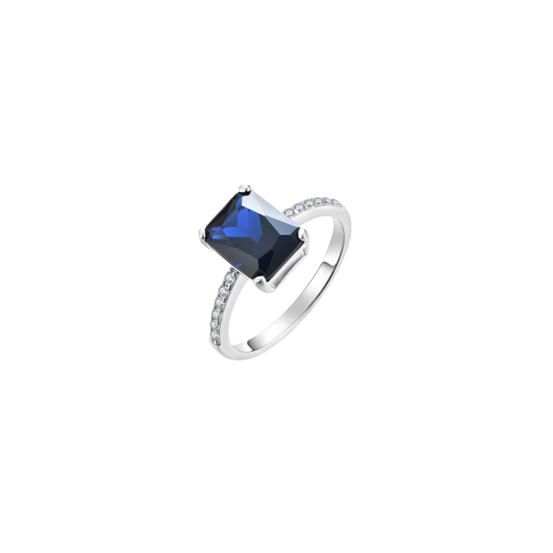 Cristal blue silver ring