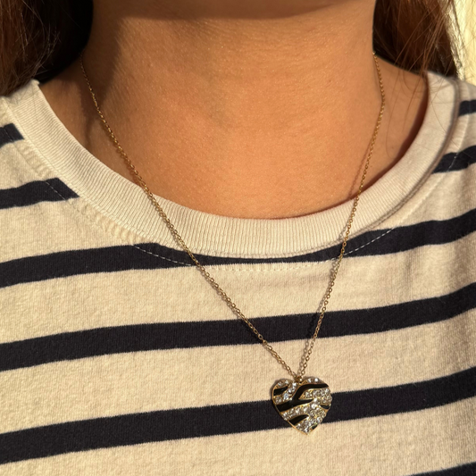 Golden Necklace Zebra Heart