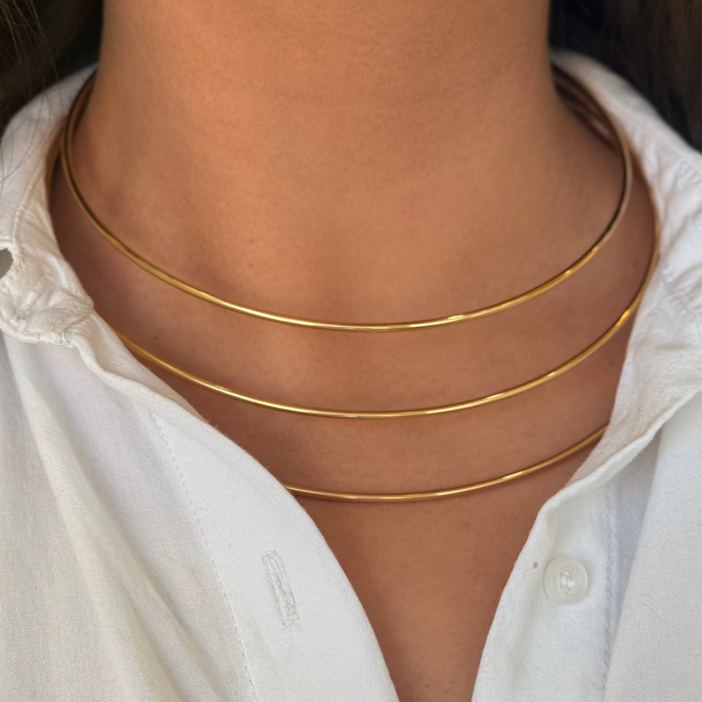 Triple Dainty Open Golden Necklace