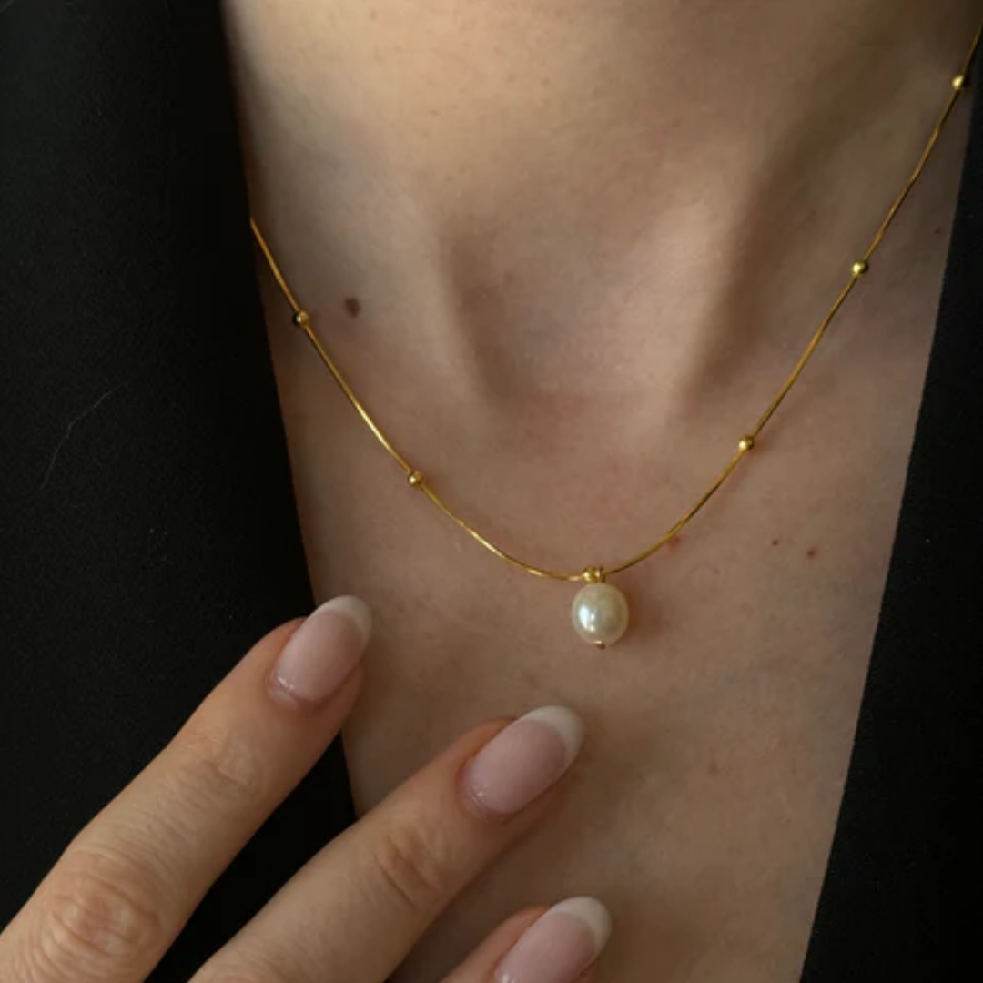 Single Pearl Round Beads Necklace