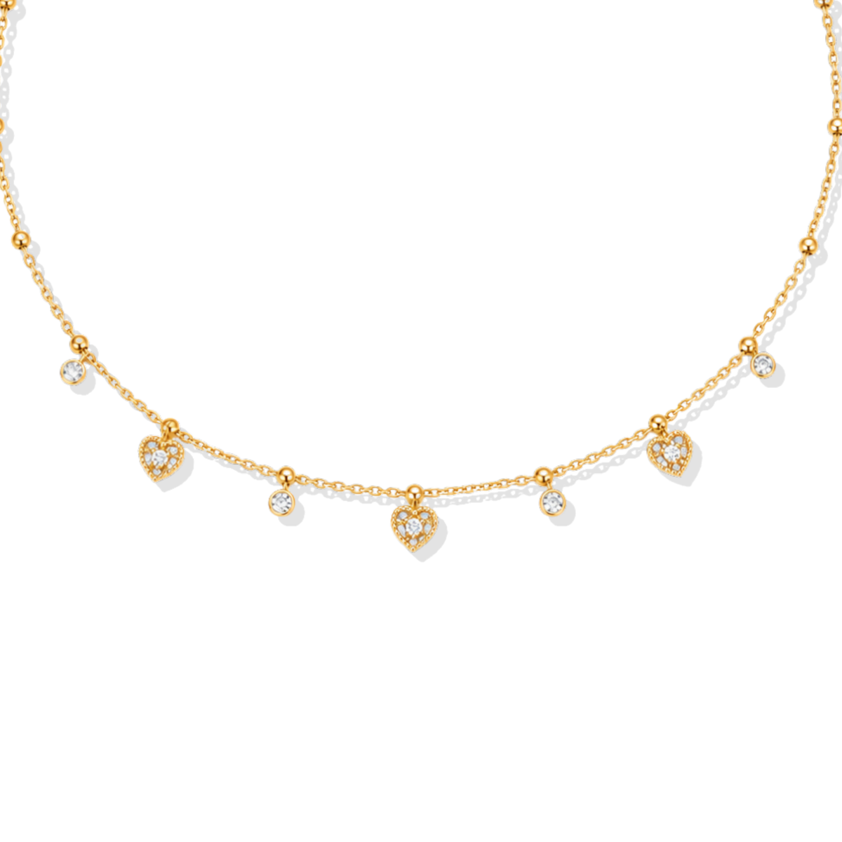 Golden Choker Hearts Necklace