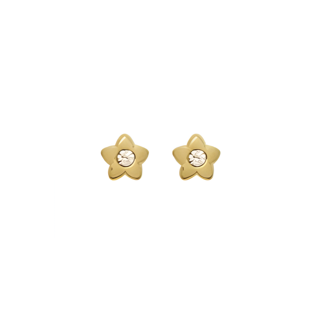 Estrellita lisa con zirconia 10k