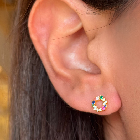Irregular Rainbow Hoop Stud