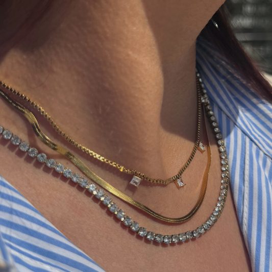 Triple Tennis Necklace Layering
