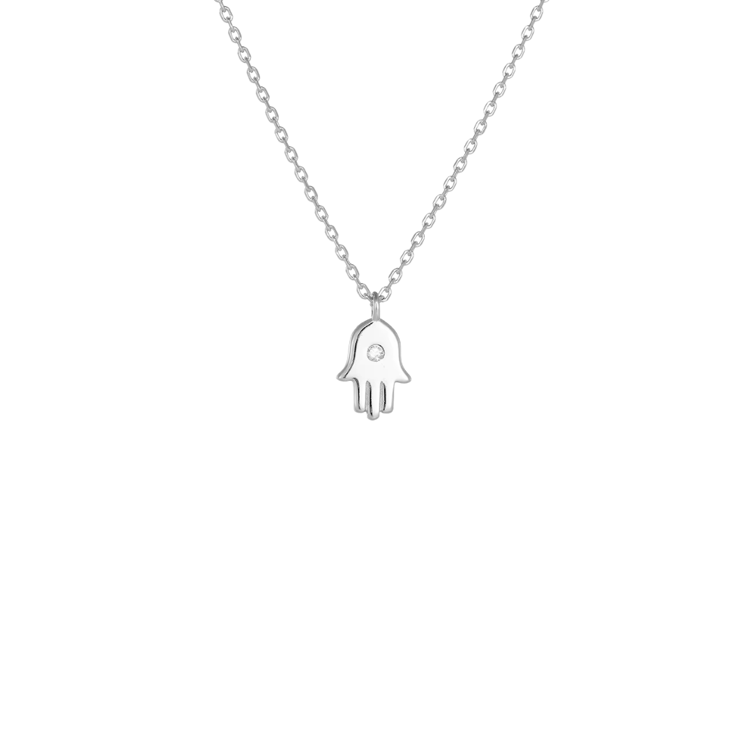 Little hand of fatima silver necklace