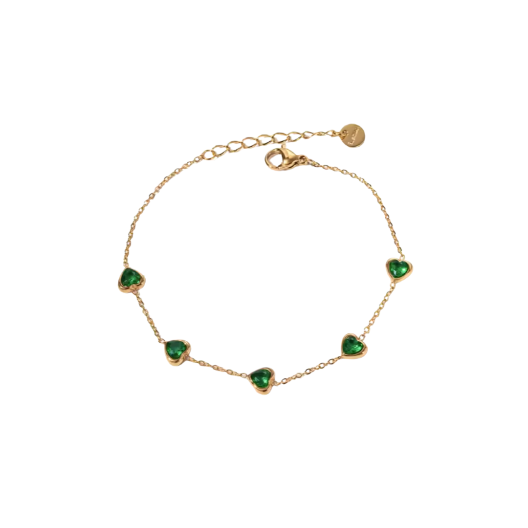 Green hearts dainty bracelet