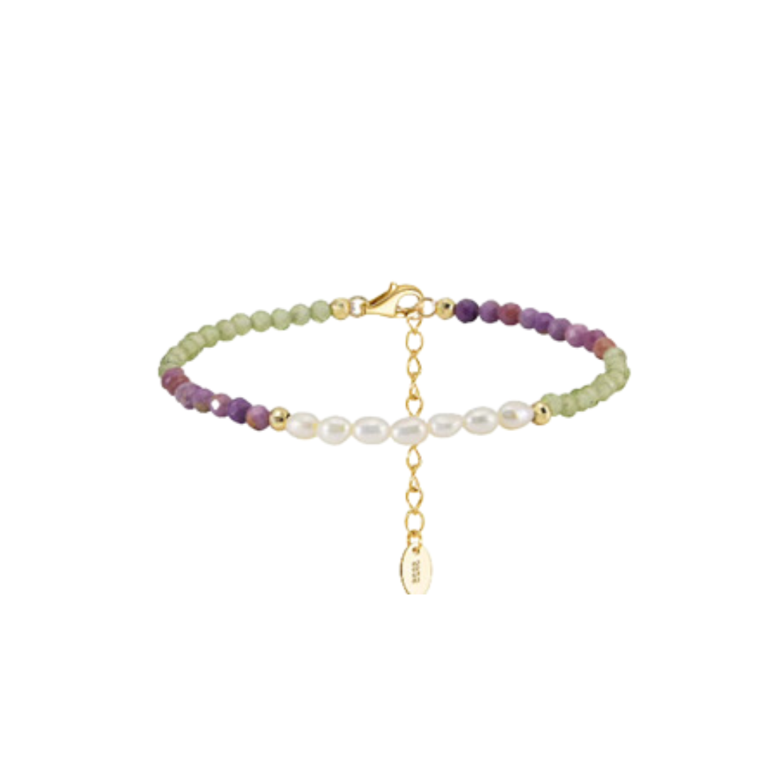 Green and purple pearl bracelet