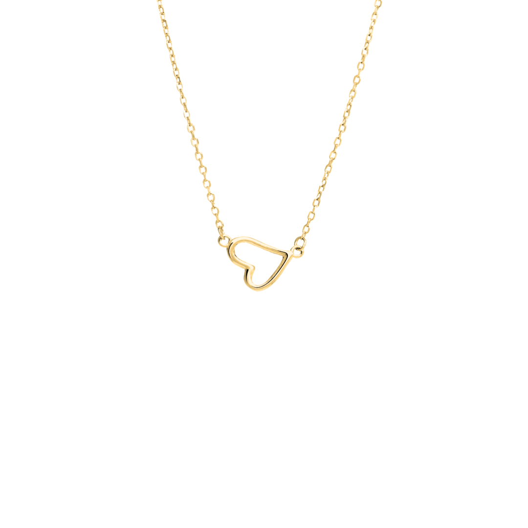 Gold Heart Outline Necklace