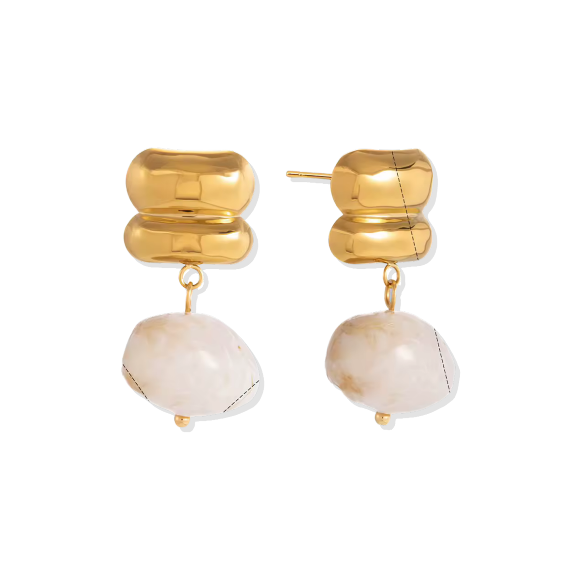 White Stone Golden Earrings