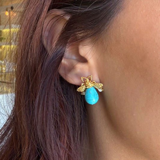 Turquoise Beetle Buckler Earrings