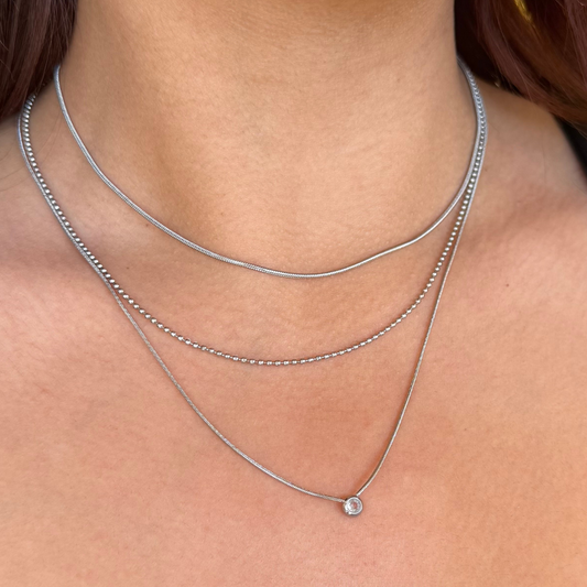 Silver Layering Simple Necklace