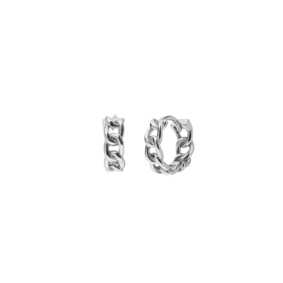 Cuban link silver huggies