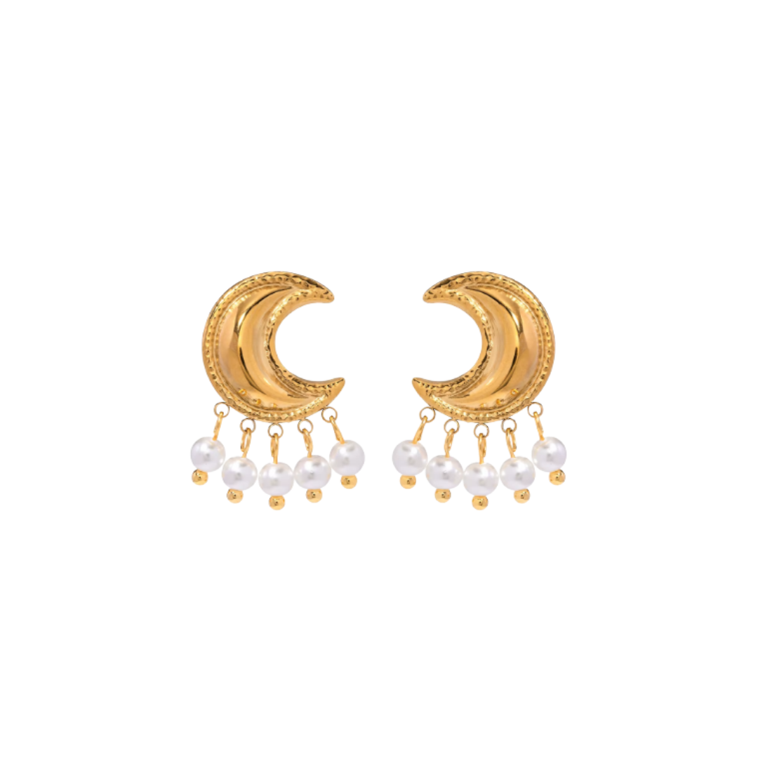 GOLDEN MOON PEARL EARRINGS