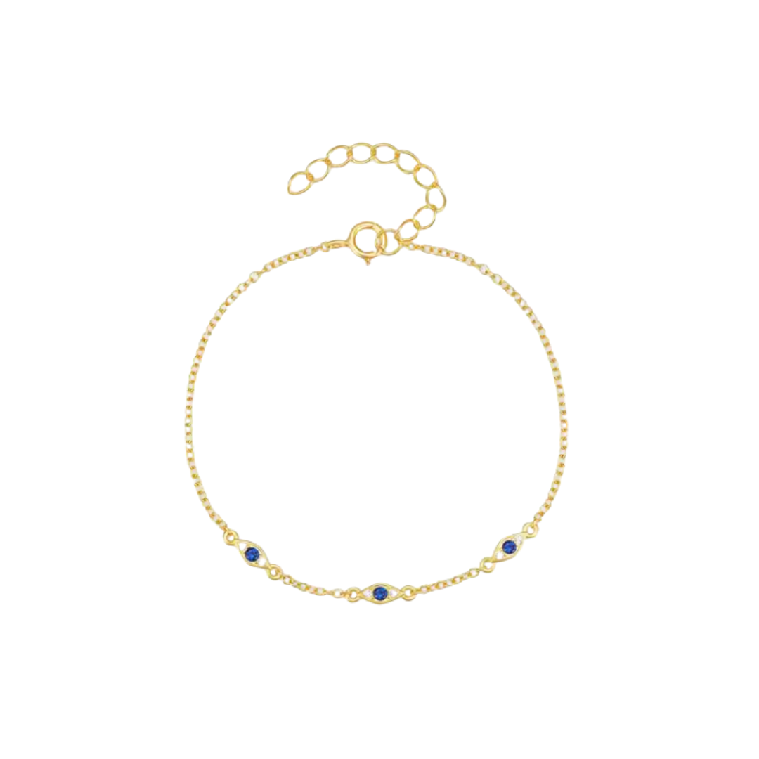 Golden blue eye bracelet