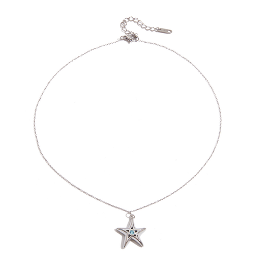 Silver Blue Star Necklace