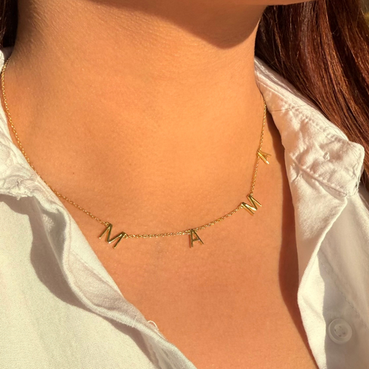 Spelled mama golden necklace