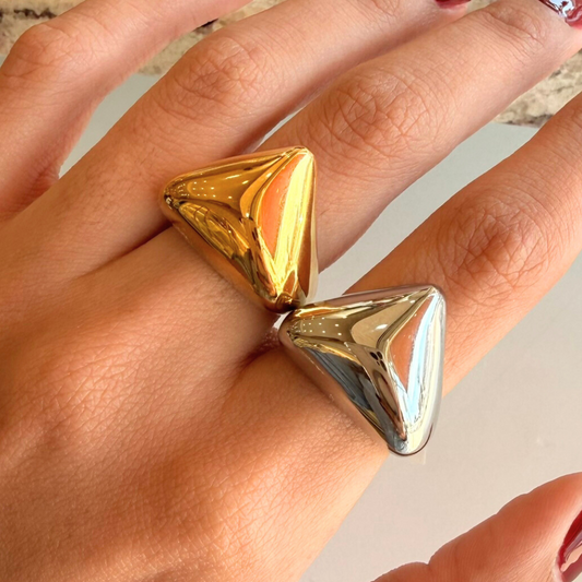 Triangle silver chunky ring