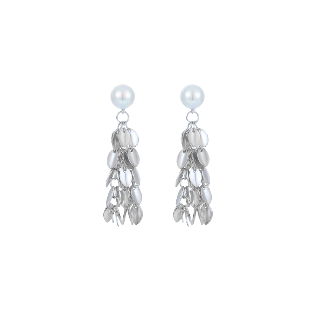 Pearl leaves silver earrings