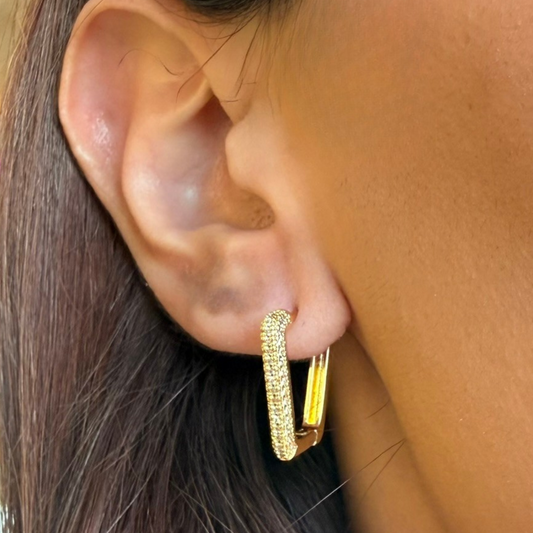 Rectangle Pave Hoops