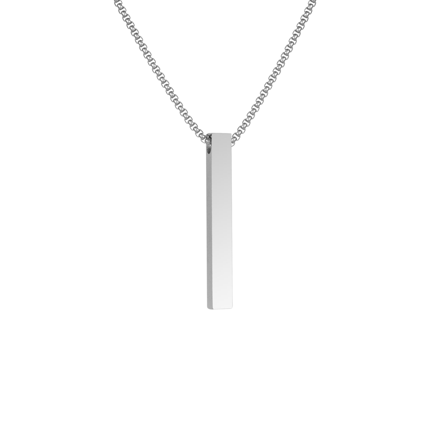 Silver Bar Engraved Necklace