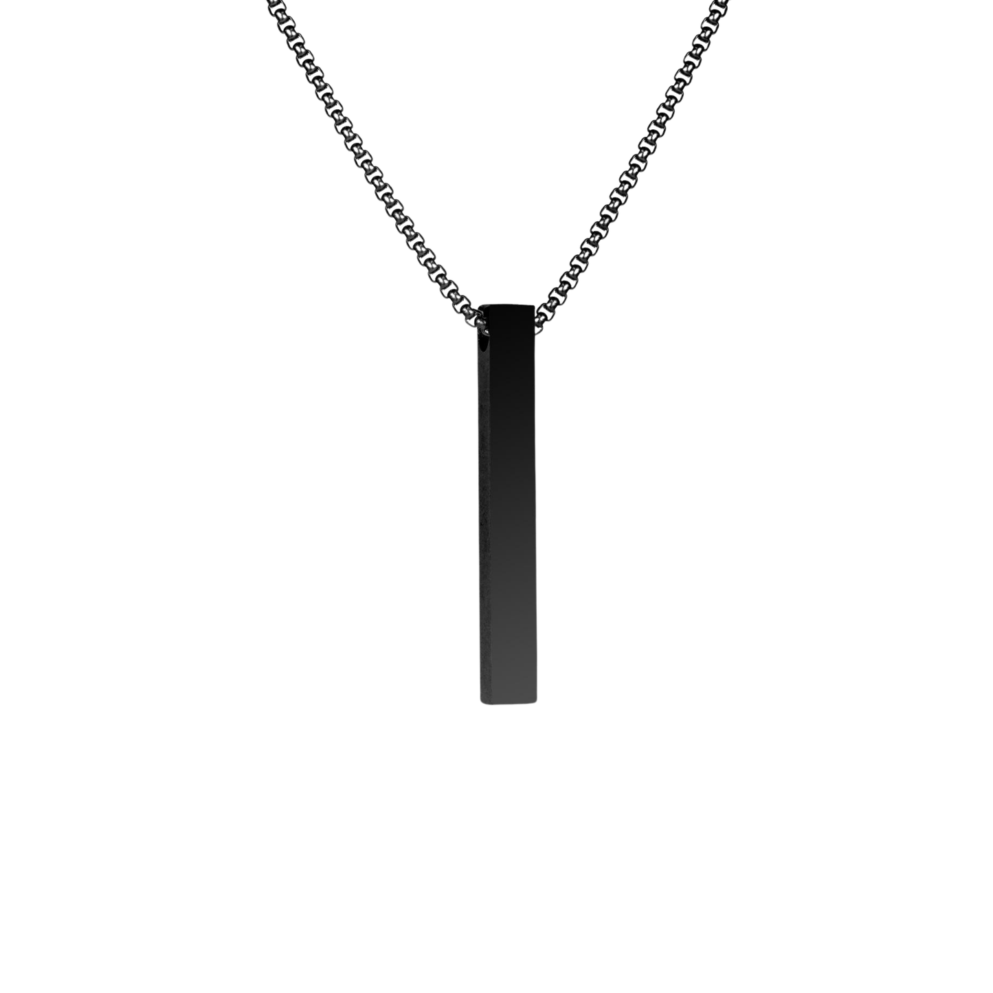 Black Bar Engraved Necklace