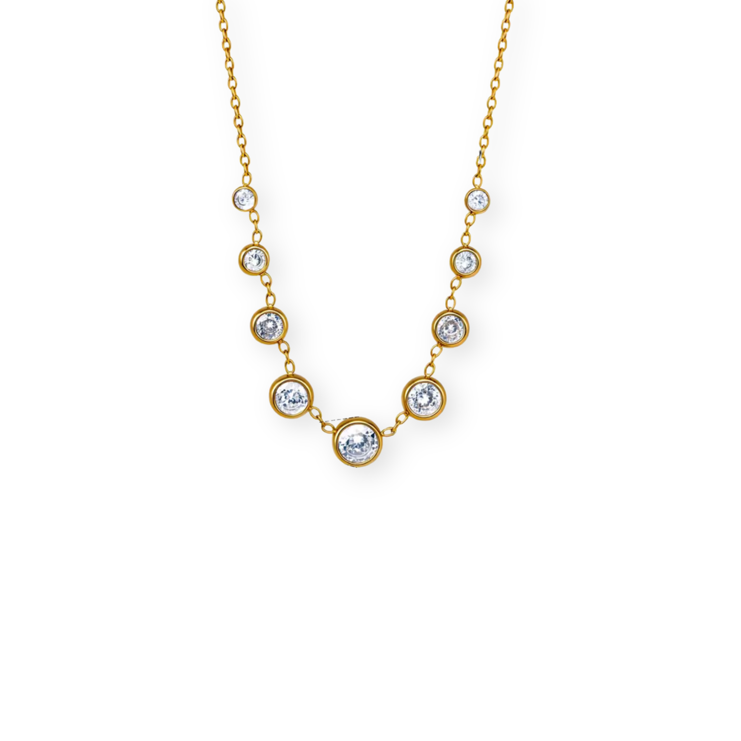 White Dots Golden Necklace