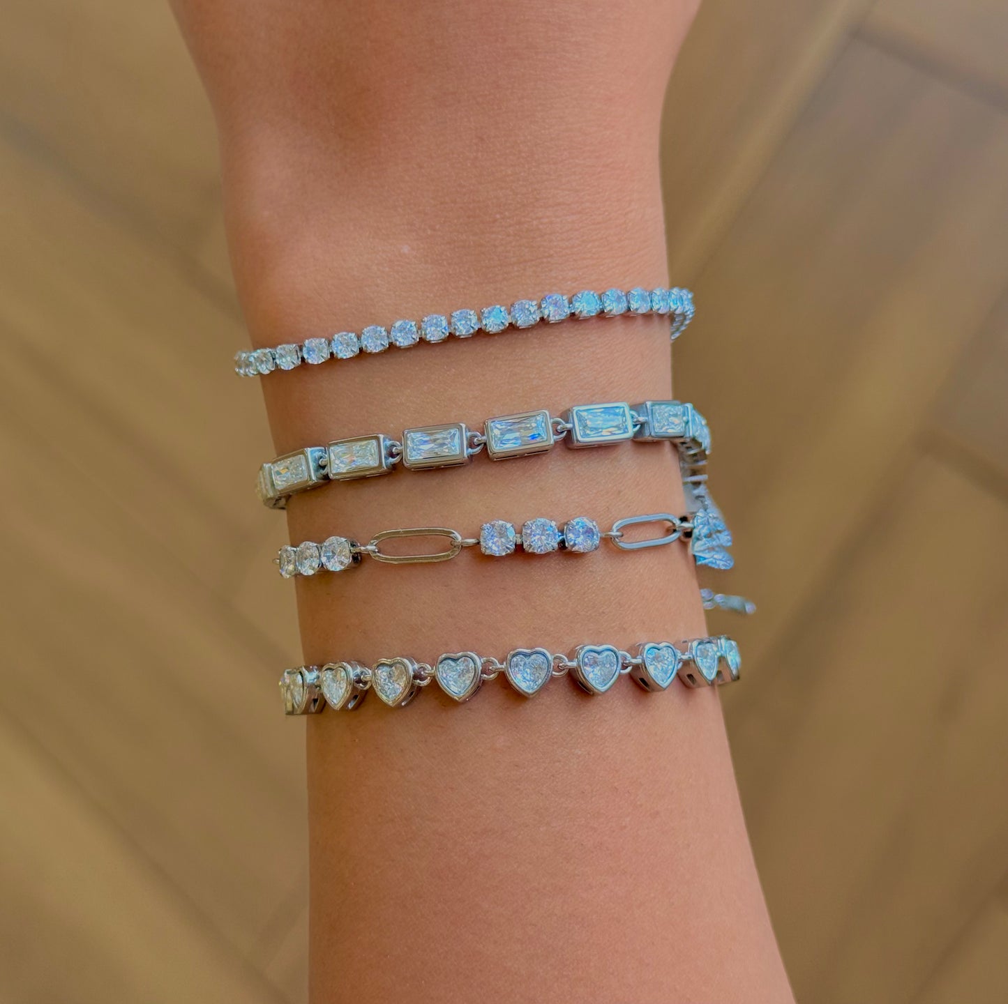 Tennis Rectangle Silver Bracelet