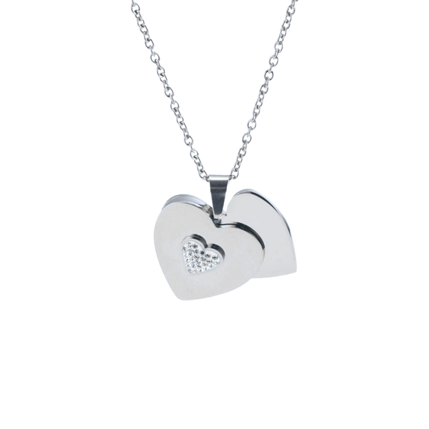 Silver Spark Heart Engraved Necklace