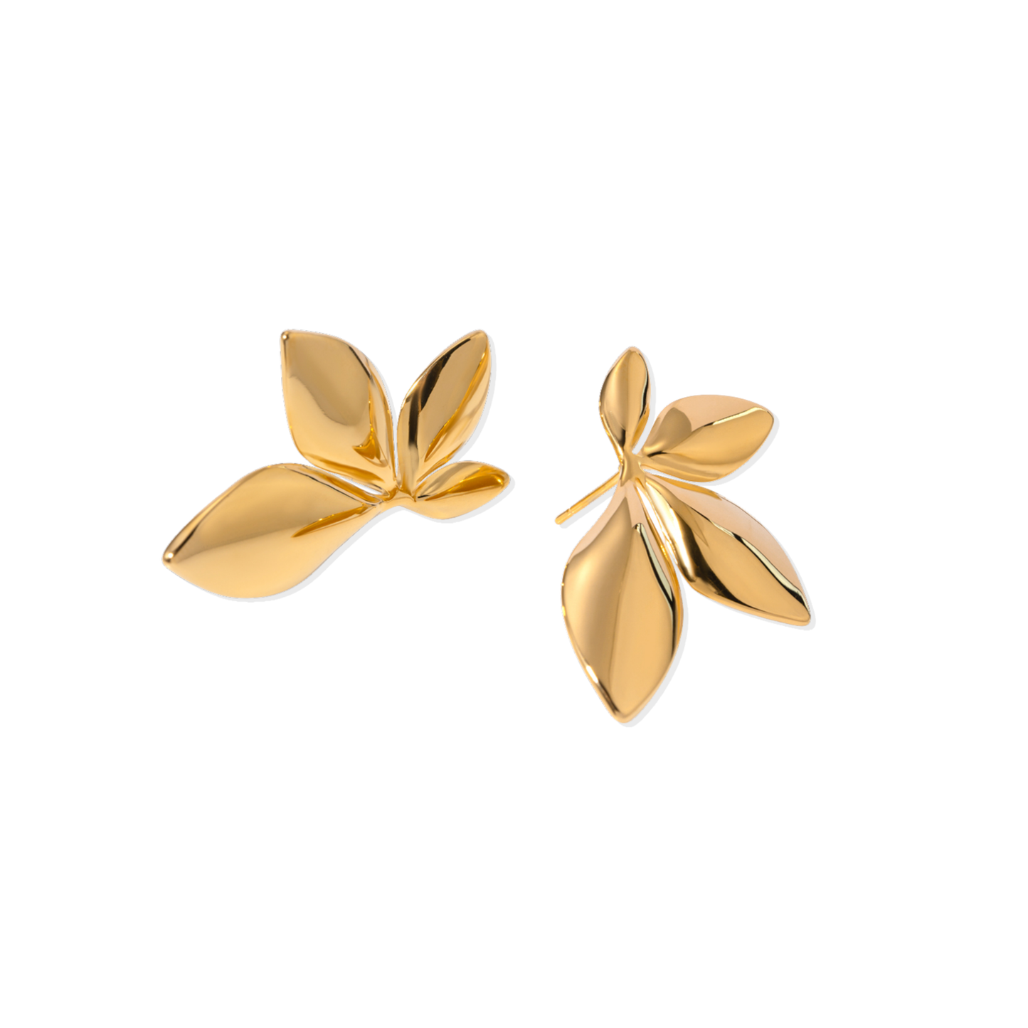 Golden Half Leaf Earrings