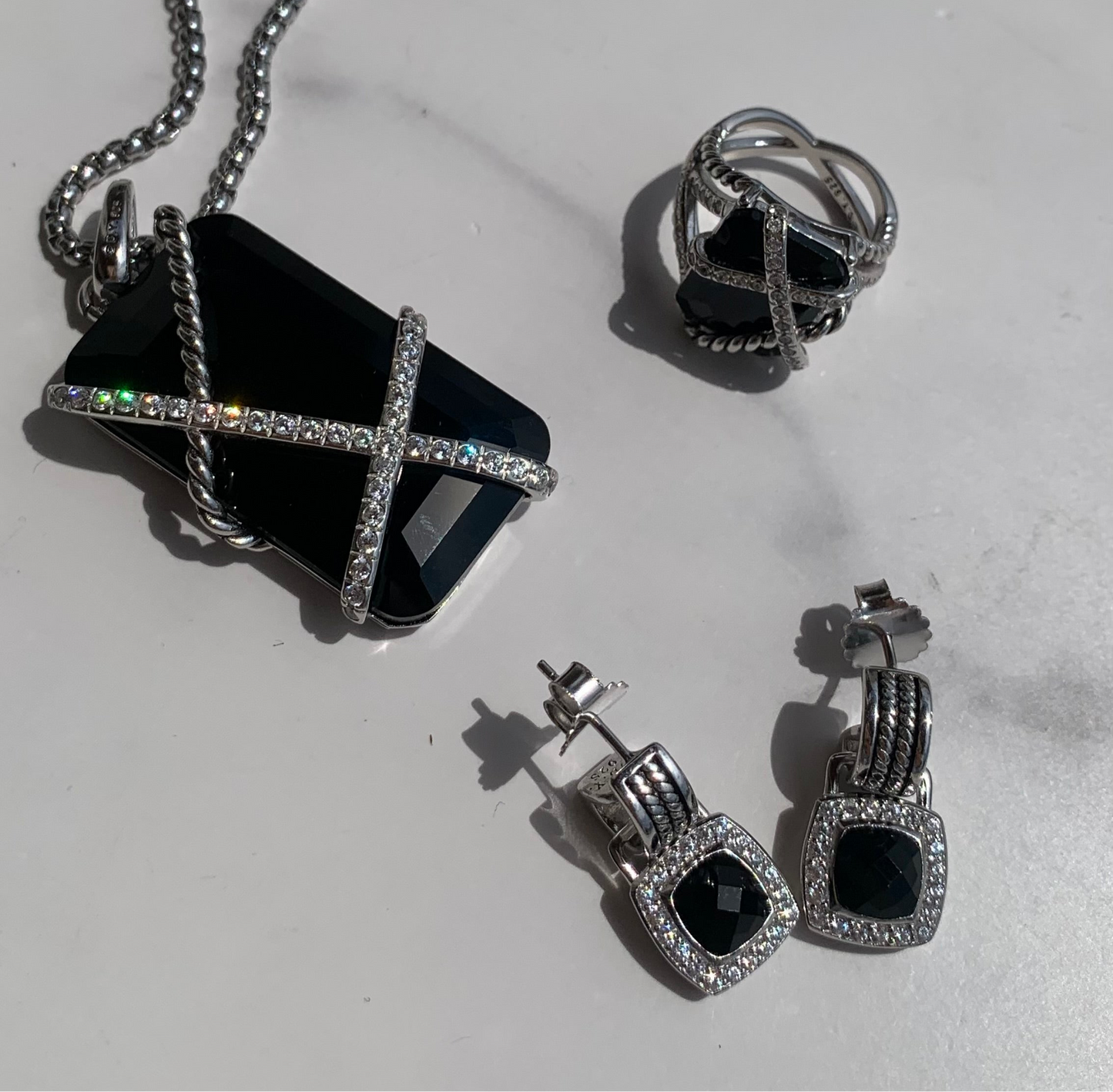 ONYX DAVID SILVER NECKLACE