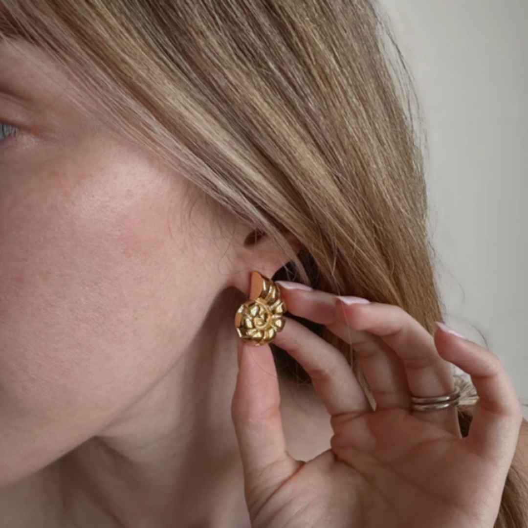 The Soleil Spark - Gold Sparkle Shell Earrings