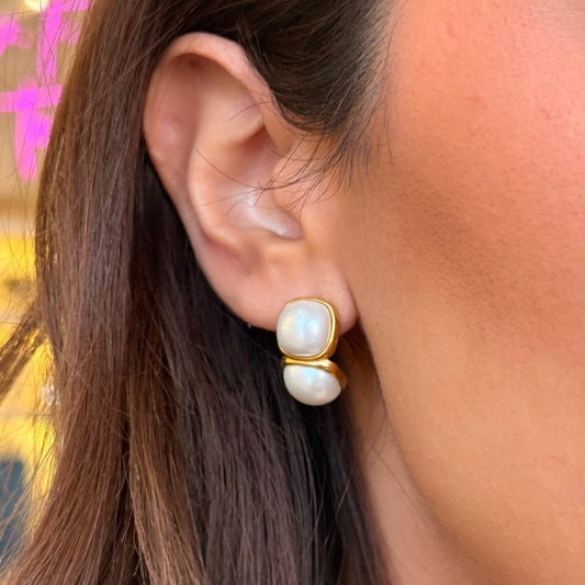 Golden Earring Double Pearl