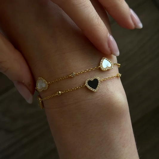 Cute Heart Onix Bracelet