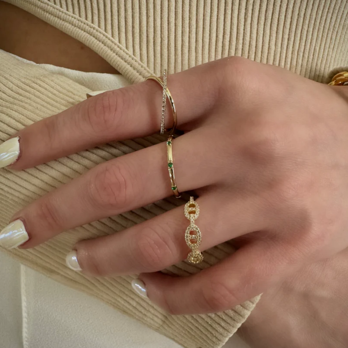 Triple Coin Sparkle Ring